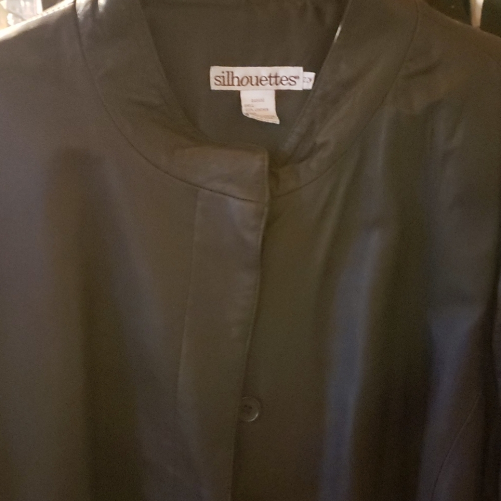 Dark brown leather coat